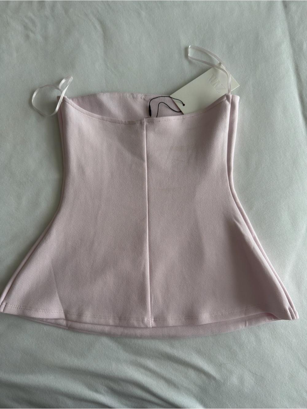 ZARA Strapless Bustier Crop Top in Pink Size Medium NWT